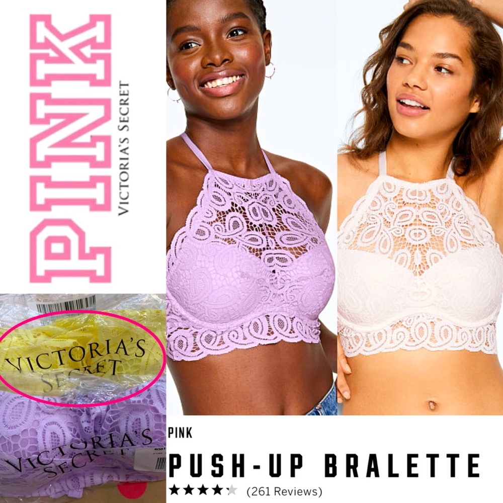 twoLarge PINK Push-Up Bralette purple and orange